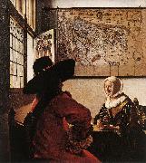 VERMEER VAN DELFT, Jan Officer with a Laughing Girl ar oil painting on canvas